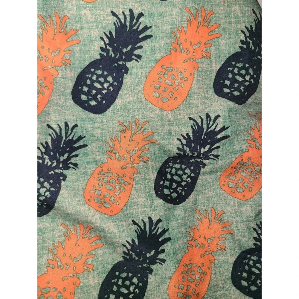 Lands End Swim Trunks Large 36-38 Green Pineapple Print Drawstring Mesh Lined